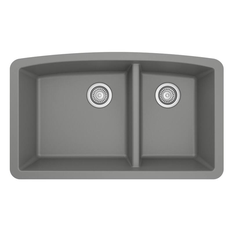 Karran Undermount Quartz 32 in. 60/40 Double Bowl Kitchen Sink Kit