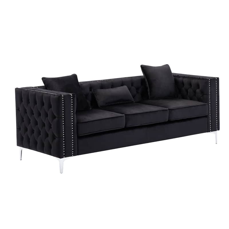 Velvet Sofa with Button Tufted