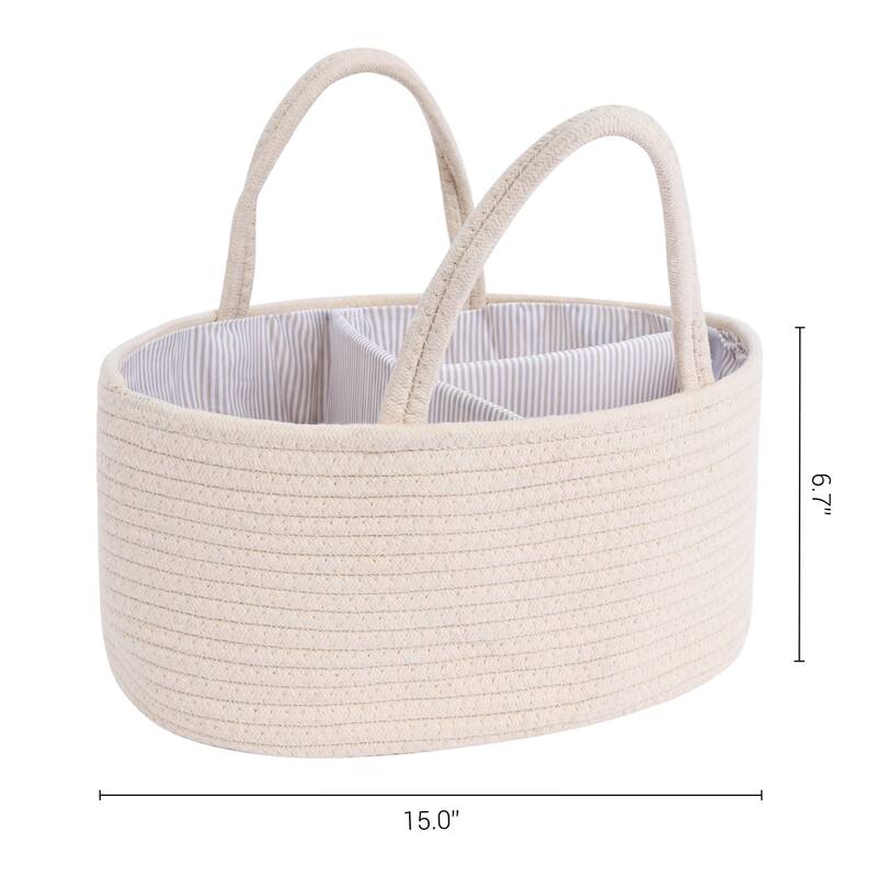 1 Pack Woven Storage Basket Bin with Divider and Handle for Blankets, Clothes, Shoes, Organizer Bin for Living Room Home Decor - Beige - 15*10*6.5in