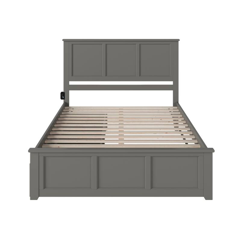 Madison Queen Platform Bed with 2 Bed Drawers in Grey