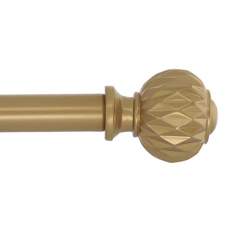 Meriville 3/4" Diameter Single Window Curtain Rod, Castani Finial - 28"-48" - Royal Gold