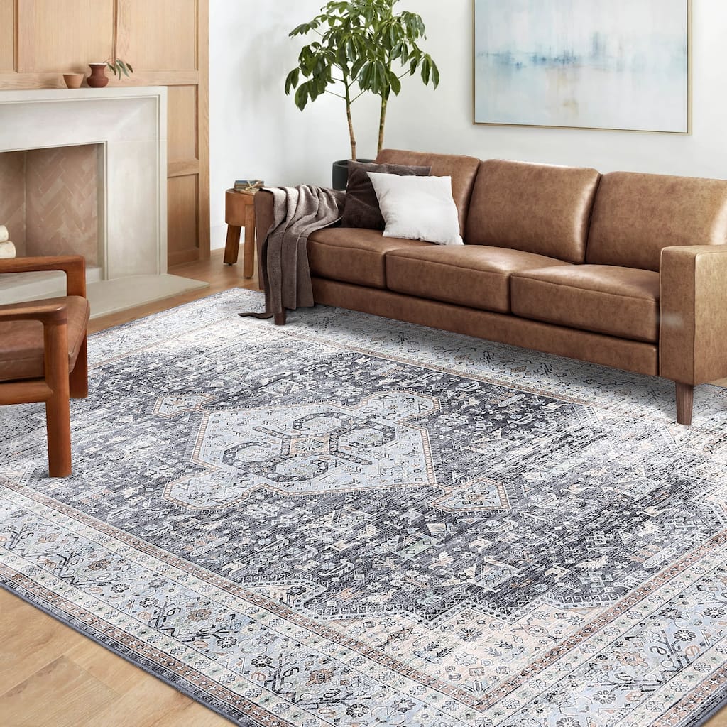 Garvee Vintage Medallion Mist Style Area Rug