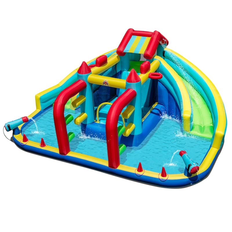 Multi-Activity Inflatable Water Slide and Bounce House with Safety Mesh Walls for Children Ages 3-12