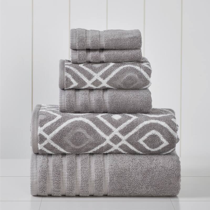 Modern Threads 6-Piece Yarn Dyed Oxford Towel Set - Grey