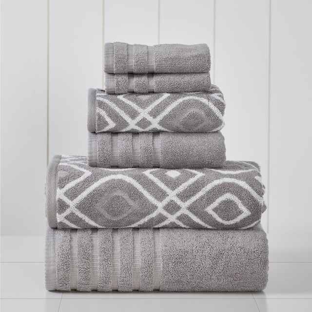 Modern Threads 6-Piece Yarn Dyed Oxford Towel Set - Grey