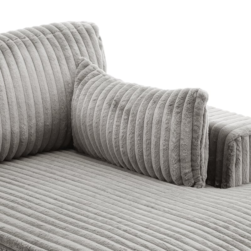 42" W Plush Corduroy Upholstered Chaise Lounge Sleeper for Living