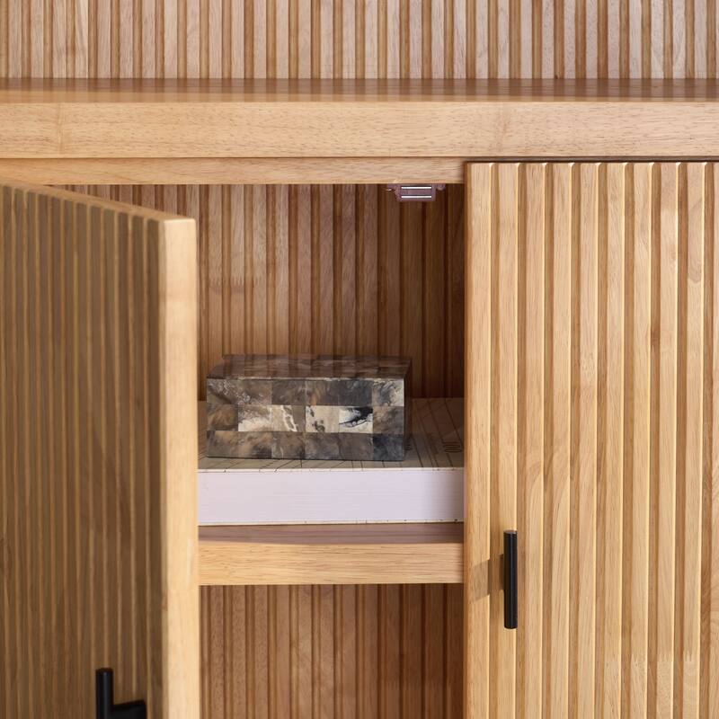 SAFAVIEH Couture Elladora Ribbed Front Wood Bookcase - 34"W x 15"D x 76"H