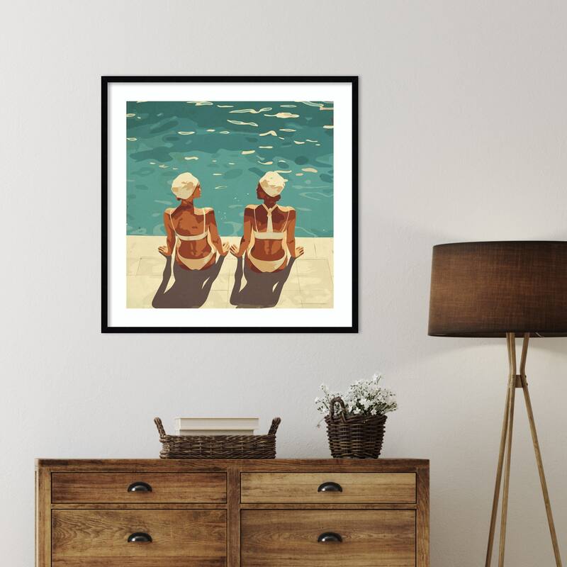 Peaceful and Poolside by Layla Oz Wood Framed Wall Art Print
