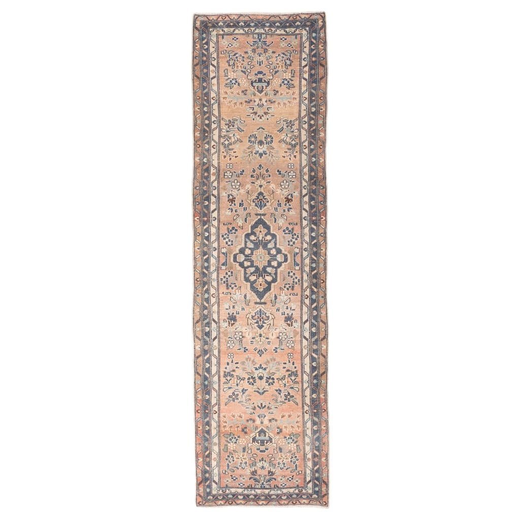 ECARPETGALLERY Hand-knotted Antalya Vintage Coral Wool Rug - 2'4 x 9'0