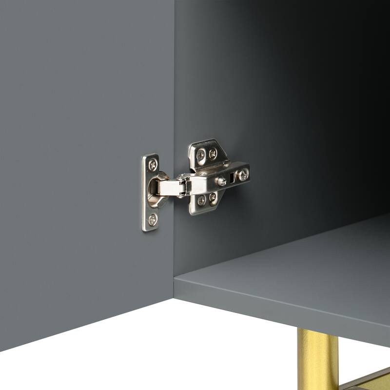 4-door Sideboard Gold Metal Handle Buffet Cabinet