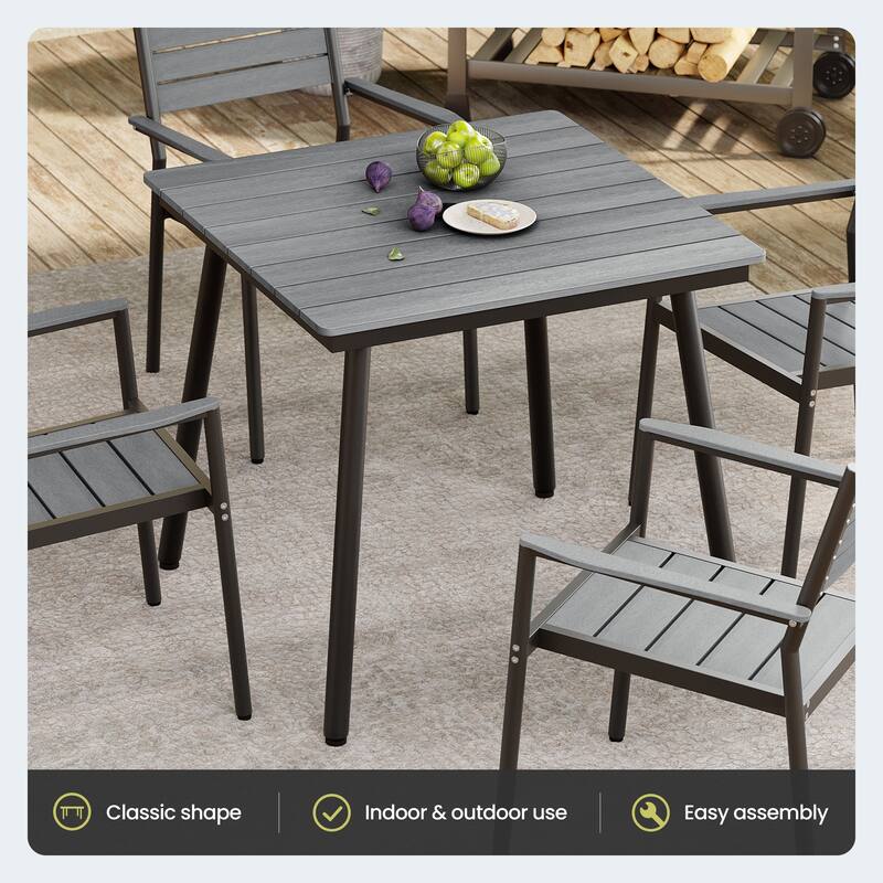Outdoor Dining Furniture Rectangular Dining Table with Umbrella Hole