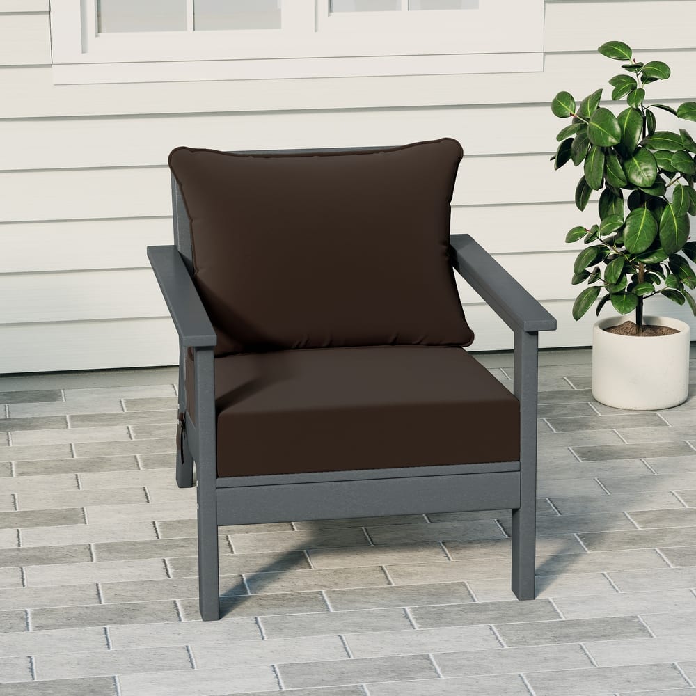 Birchwood All Weather HDPE Outdoor Patio Deep Seating Gray Club Chair With Cushions (1-Piece)
