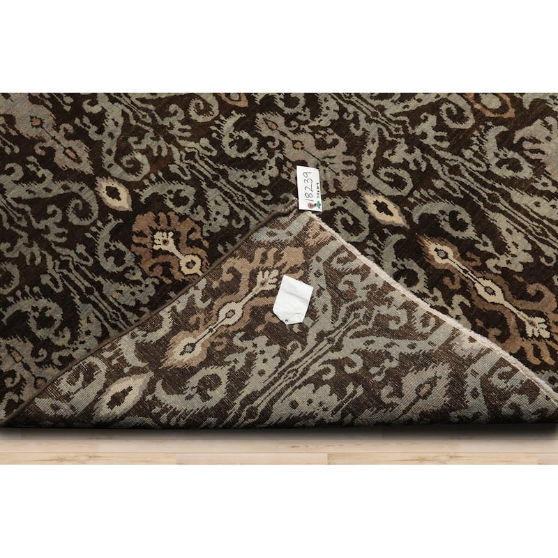 Hand Knotted Brown,Slate Tibetan Wool Transitional Oriental Area Rug - 7' 11'' x 10' 4''