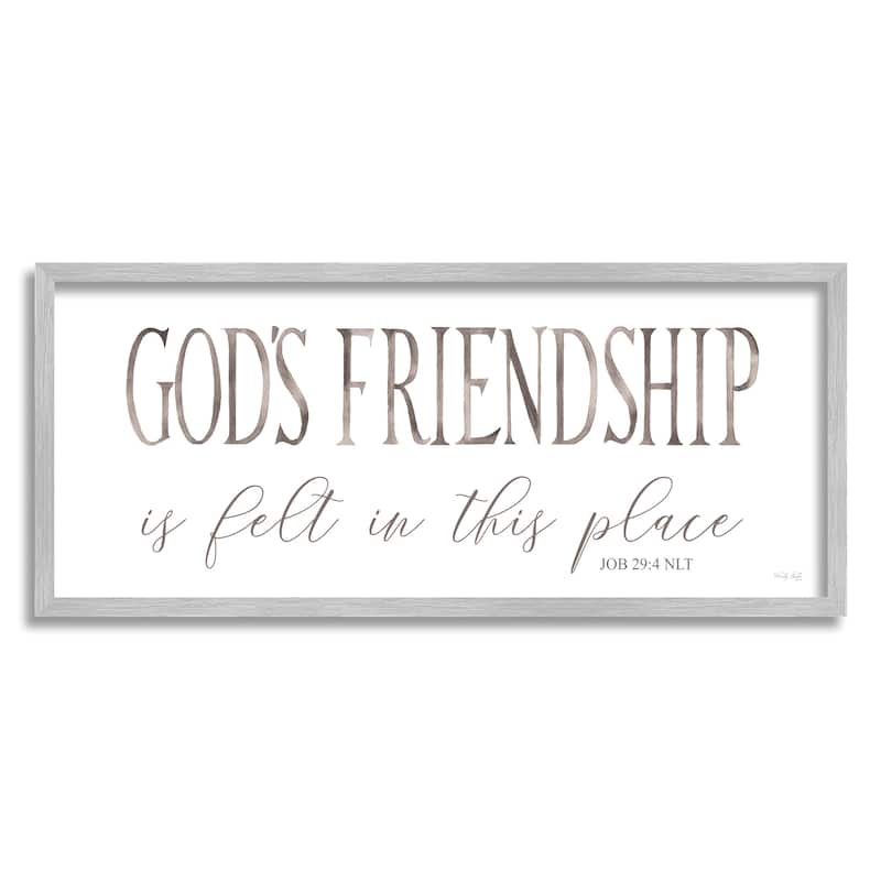 Stupell God's Friendship Religious Home Casual Phrase Sign Framed Wall Art, Design by Cindy Jacobs - White - 30 x 13 - Grey