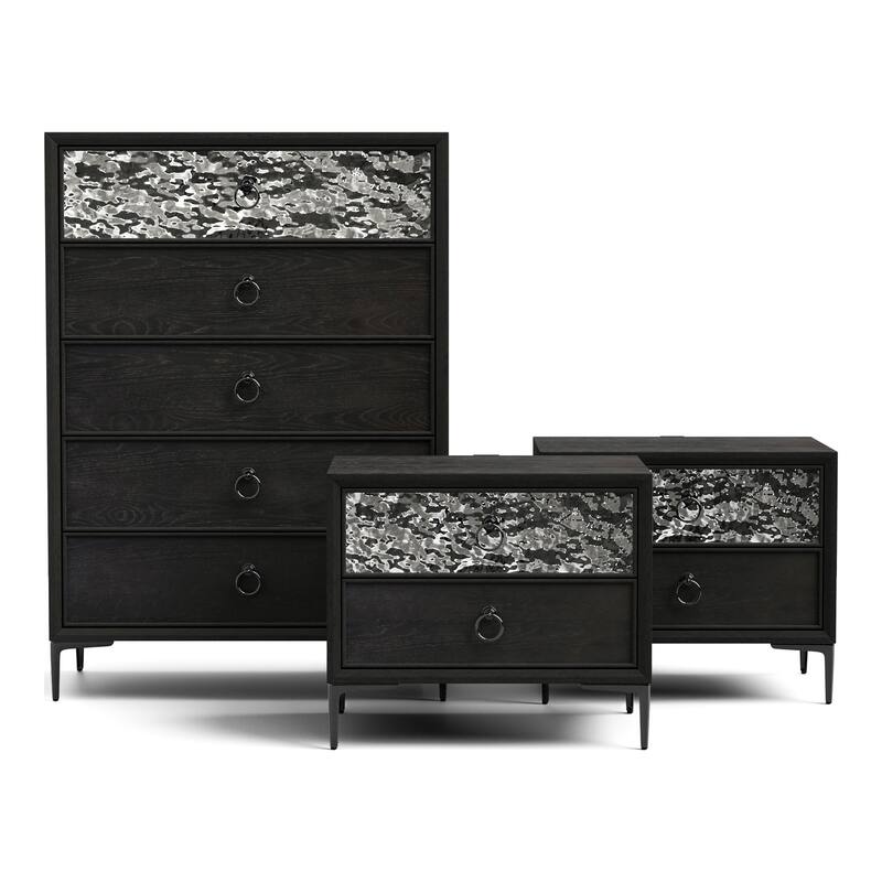 Furniture of America Fable Modern 3-Piece Solid Wood Chest and 2-Nightstand Bedroom Set