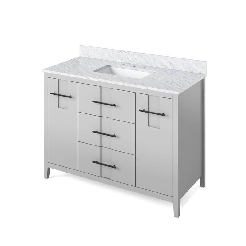 Jeffrey Alexander VKITKAT48R-MARBLE Katara 48" Free Standing Vanity - Grey / White Carrara