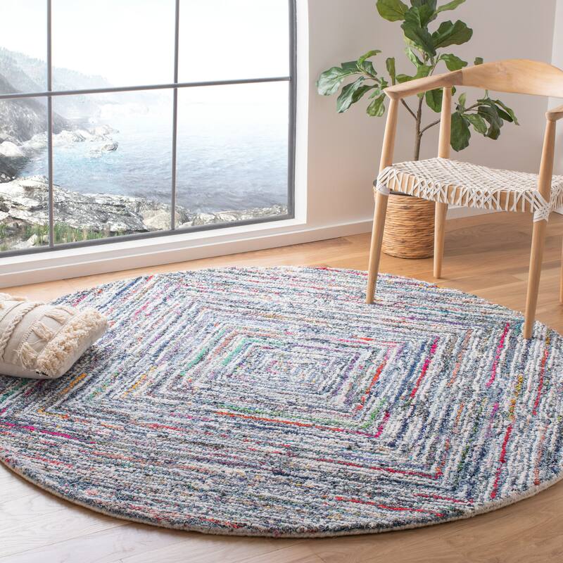 SAFAVIEH Handmade Nantucket Sagit Contemporary Cotton Rug - 6' Round - Multi