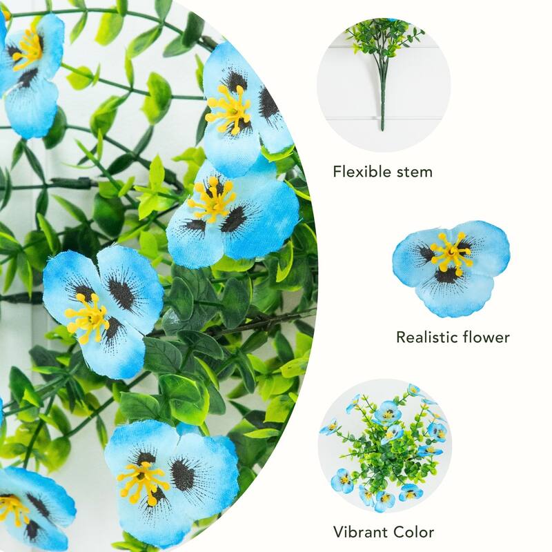 13-in UV Resistant Artificial Pansy Bush (Indoor/Outdoor) - Set of 12