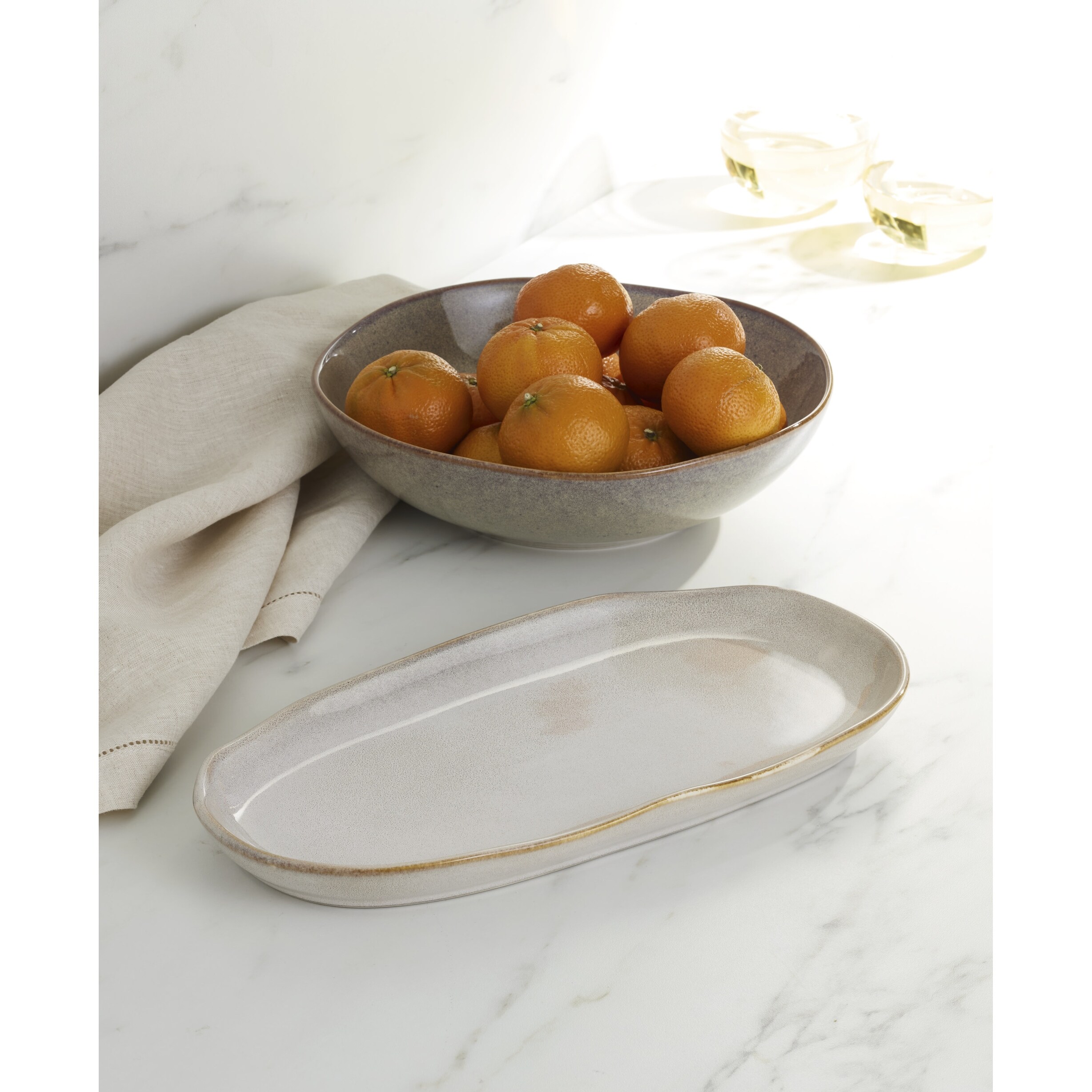 Oneida Organic Shades 2-Piece Serving Set, Bowl & Tray Set - Bowl