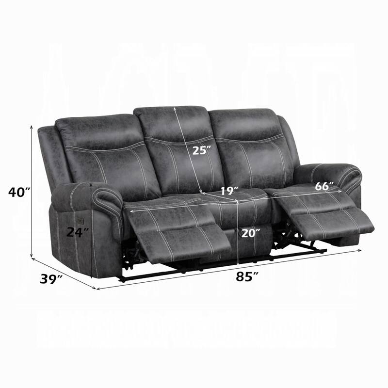 Hesy Power Motion Recliner Sofa w Drop Down Table, Dark Gray 85 Inch