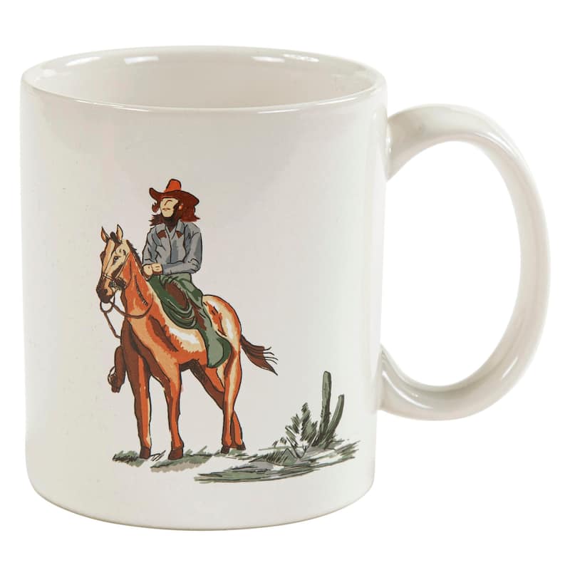 Paseo Road Ranch Life Western Cowboy Ceramic 4 Piece Mug Set, Duffle Bag - Cowgirl