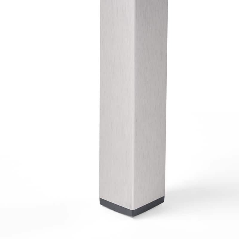 Outdoor Dining table - Anodized Aluminum - Wicker table Top - Square - Silver and Gray - 35"