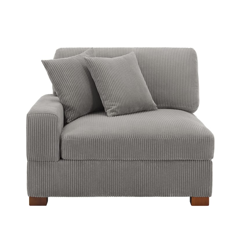 Modern L-Shaped Corduroy Modular Sectional Couch Sofa with Pillows