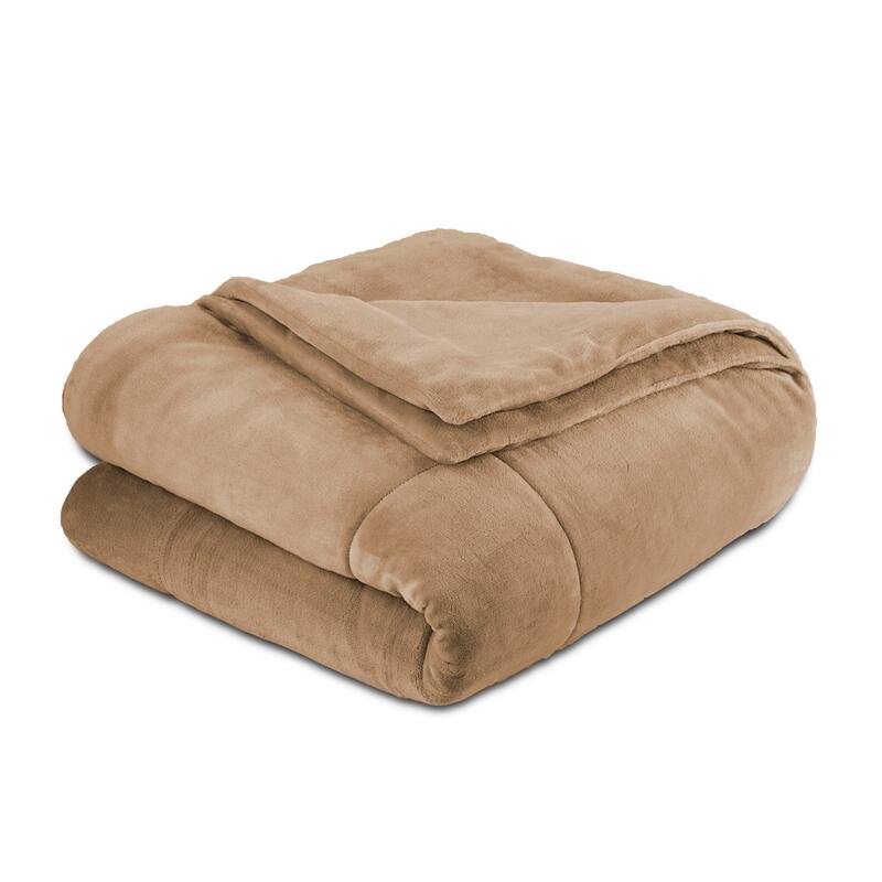 Vellux Plush Lux Microplush Blanket - Full / Queen - Sand