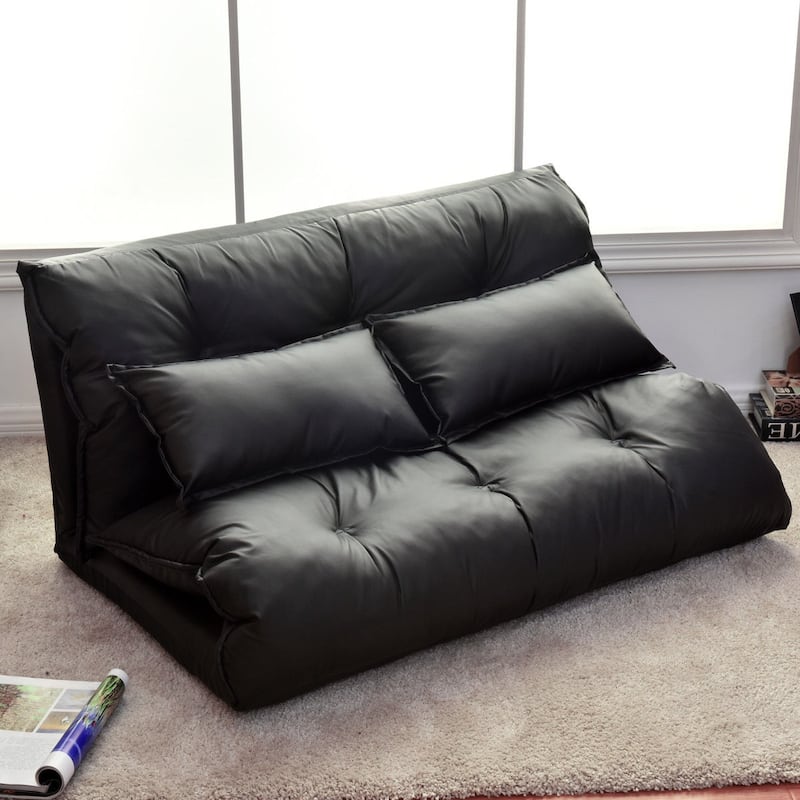 Costway PU Leather Foldable Modern Leisure Floor Sofa Bed Video Gaming
