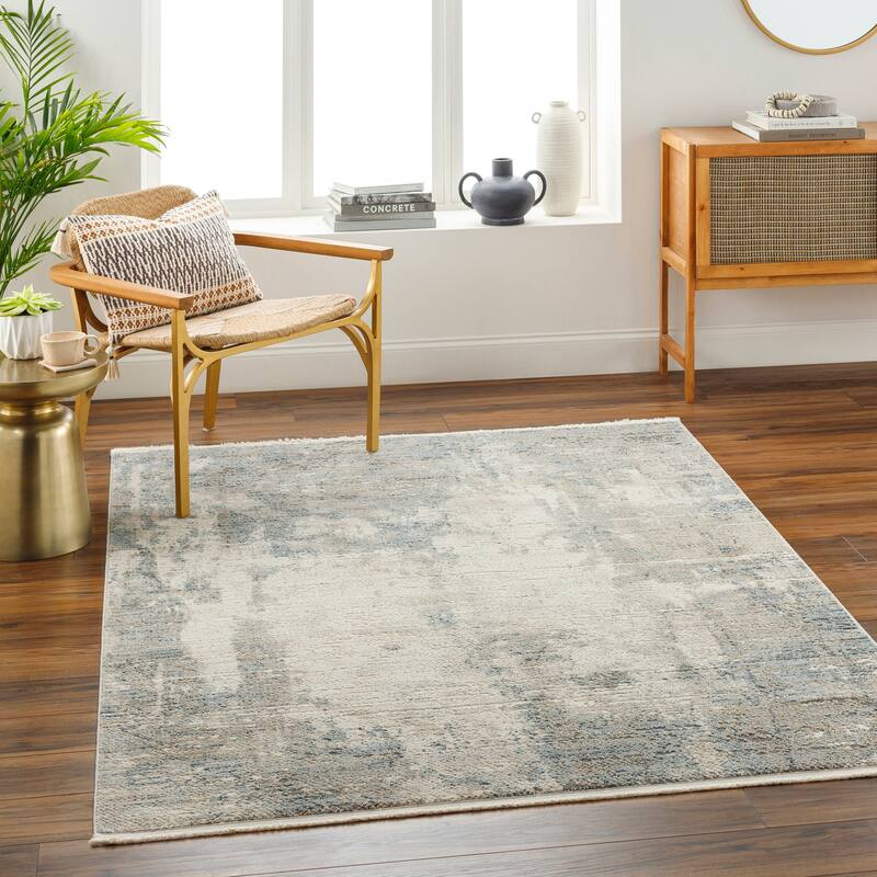 Livabliss Perugia Distressed Modern Area Rug - 9'2" x 12' - Blue/Beige