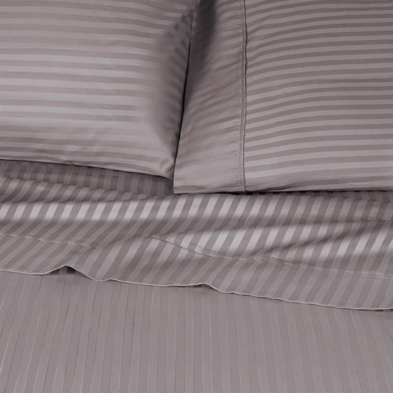 Superior Egyptian Cotton 300 Thread Count Stripe Deep Pocket 4 Piece Bed Sheet Set