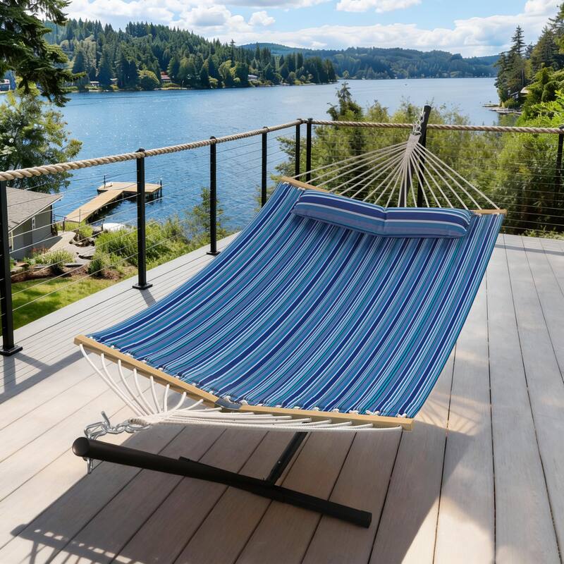 EROMMY Modern Portable Hammock, Hand-Woven Ropes, Anti-Tipping Design for Backyards, Beaches & Campsites