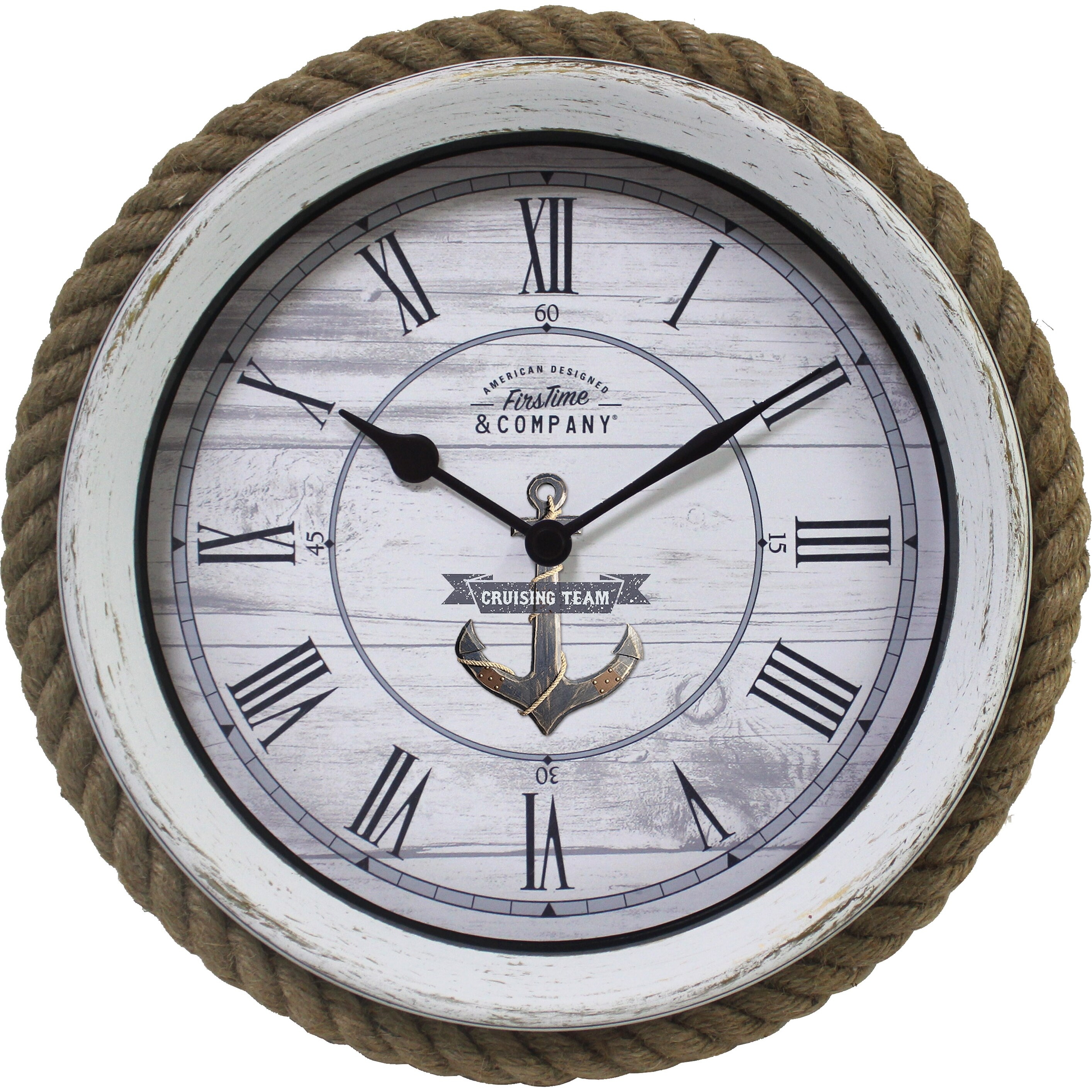 Firstime Co Dock Rope Wall Clock American Crafted Distressed White Plastic 10 X 2 X 10 In 10 X 2 X 10 In Overstock 29745883