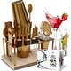 preview thumbnail 31 of 48, JoyTable Bartender Kit - Cocktail Set Kit - Bartender Drink Mixer Shaker Bar Tool Set 16 Piece Set + Stand - Gold