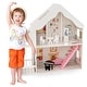 preview thumbnail 1 of 8, Costway Kids Wooden Dollhouse Semi-Opened DIY Playset with Simulated - See Details Multi - See Details
