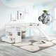 preview thumbnail 1 of 7, White Twin Solid Wood Low Loft Bed with Stairs & Slide White