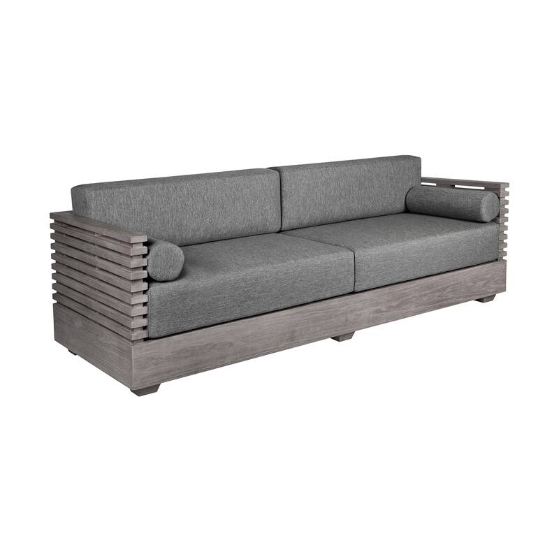 Vivid Eucalyptus Solid Wood All Weather Outdoor 3 Seater Patio Sofa with Olefin Cushions