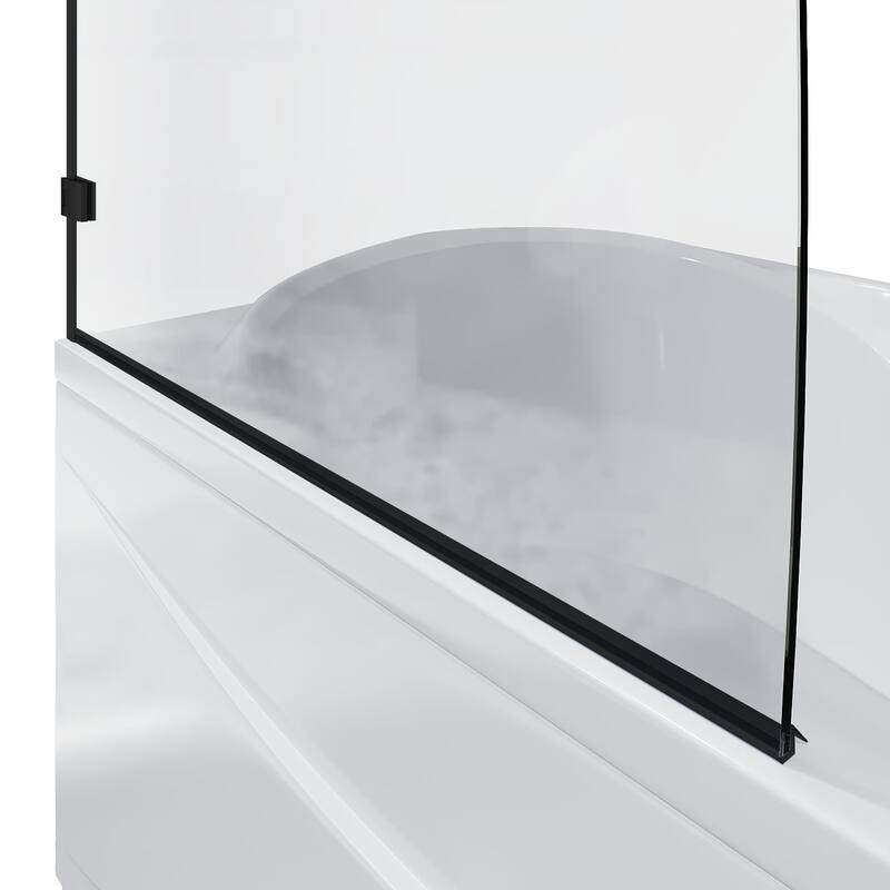 Elegant Frameless Pivot Hinged Fixed Bathtub Panel 5/16" Clear Tempered Glass Door Rotated 90° Shower Door for Bathtub