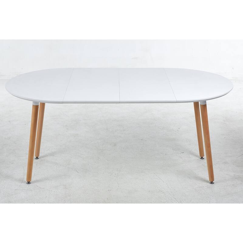 Modern Extensible Oval Dining Table, Kitchen Table with MDF Top & Metal legs, Multi-functional Office Dining Table