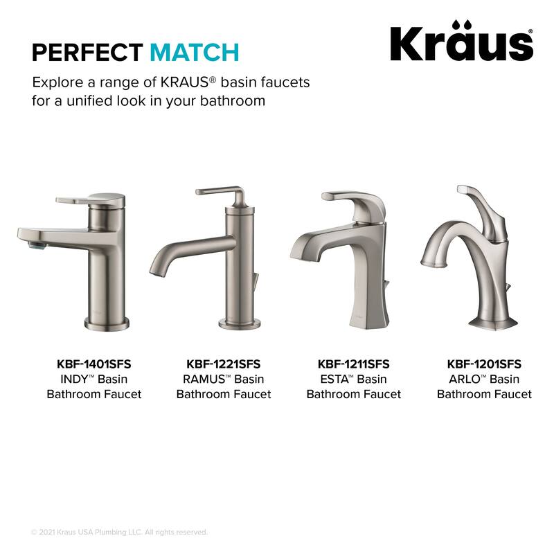 KRAUS Pop-Up Drain w Overflow, Bathroom Sink, Chrome, Nickel