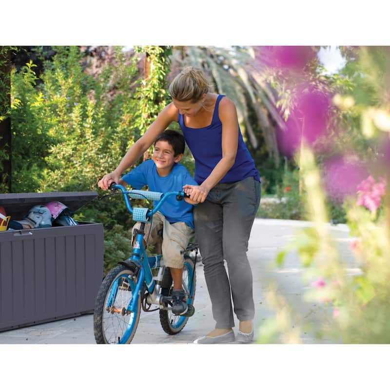 Keter Marvel Plus 71 Gallon Durable Resin Outdoor Storage Deck Box For Furniture and Supplies