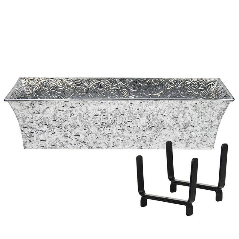 Achla Designs Handrail Flowerbox Bracket Kit for 2x6-in Rail, 24 Inch Wide, Black Powder Coat Finish