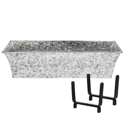 Achla Designs Handrail Flowerbox Bracket Kit for 2x6-in Rail, 24 Inch Wide, Black Powder Coat Finish