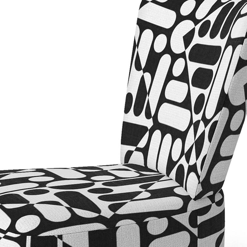 Designart "Black Lines Geometric" Upholstered Patterned Accent Chair and Arm Chair