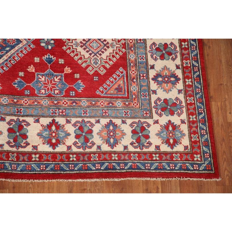 Red Traditional Kazak Area Rug Handmade Oriental Wool Carpet - 6'8" x 9'9"