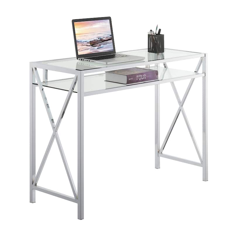 Convenience Concepts Oxford Chrome 42" Desk with Shelf