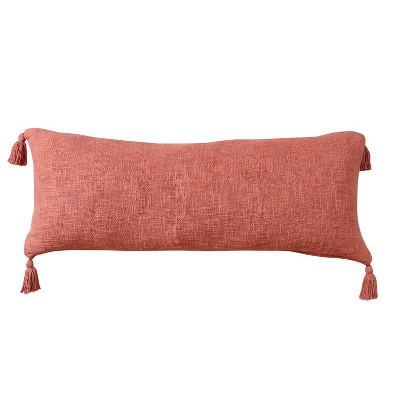 Sevita Solid Cotton Throw Pillow with Tassels