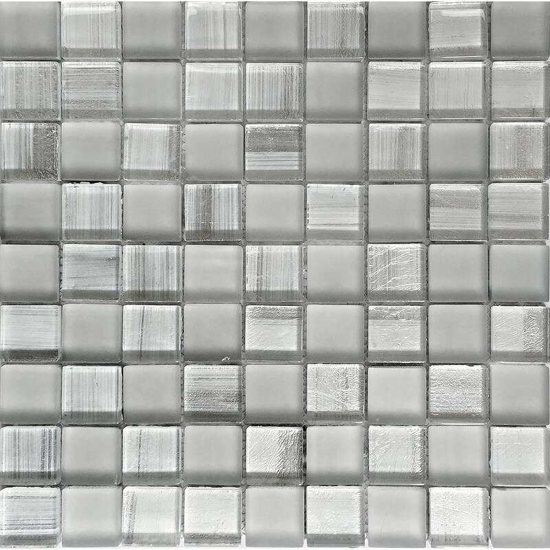 Apollo tile 11" x 11" Nirvana Glossy Matte Could Gray Glass Tile (4.43 sq ft/case) - 5 Pack