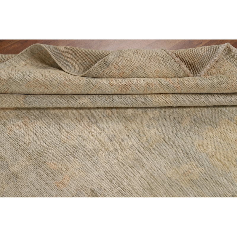 Vegetable Dye Oushak Turkish Rug Transitional Handmade Wool Carpet - 8'5"x 9'11"