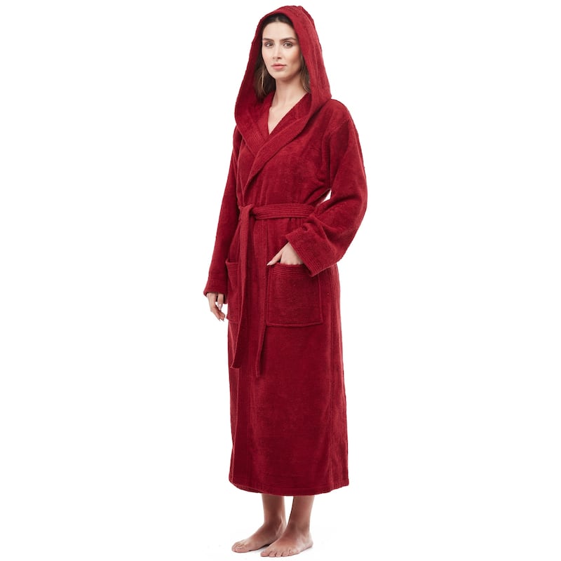 Soft Turkish Terry Cotton Women's Hooded Bathrobe